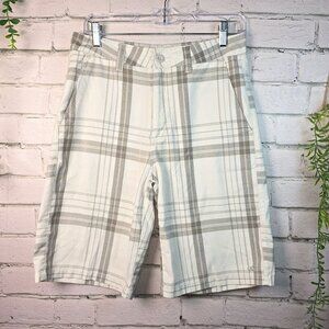 MENS O'NEILL PLAID SHORTS SIZE 28 CREAM AND GRAY GREAT CONDITION